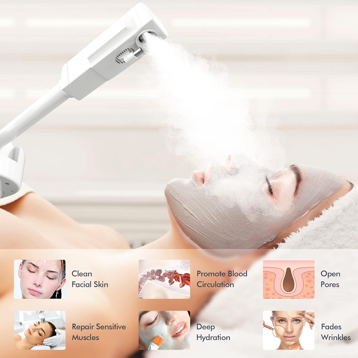 بخور دولول پایه دار سرد و گرم ازون Facial Steamer